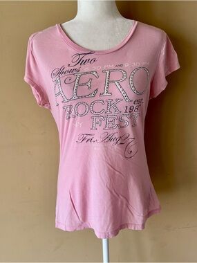 Aeropostale XL Aero Pink Rock Fest Sequin Shirt Top Tee